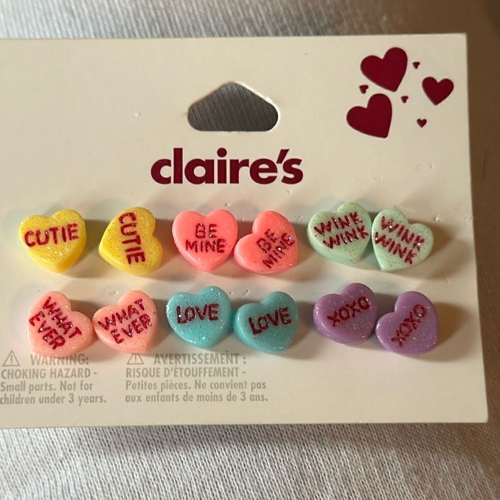Claire's candy heart earrings